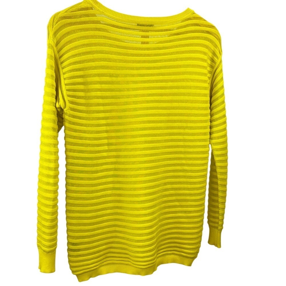 Yellow Sheer Striped Lightweight Sweater Vince Camuto Sheer Women's Size XS - Picture 7 of 11